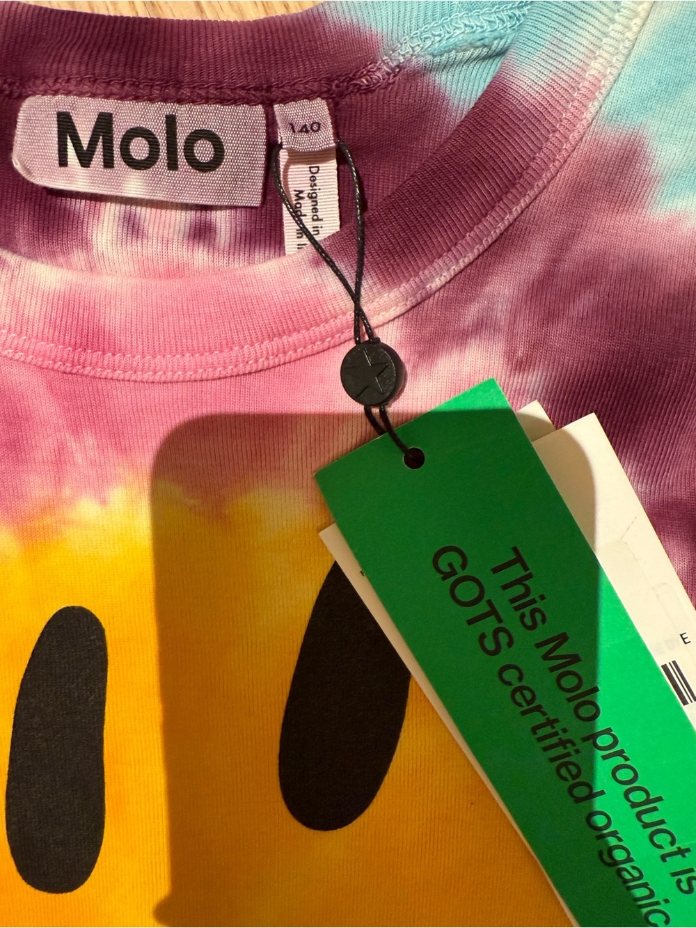 Molo Tie-Dye Long Sleeve Tee with Yellow Smile - Picture 2 of 3